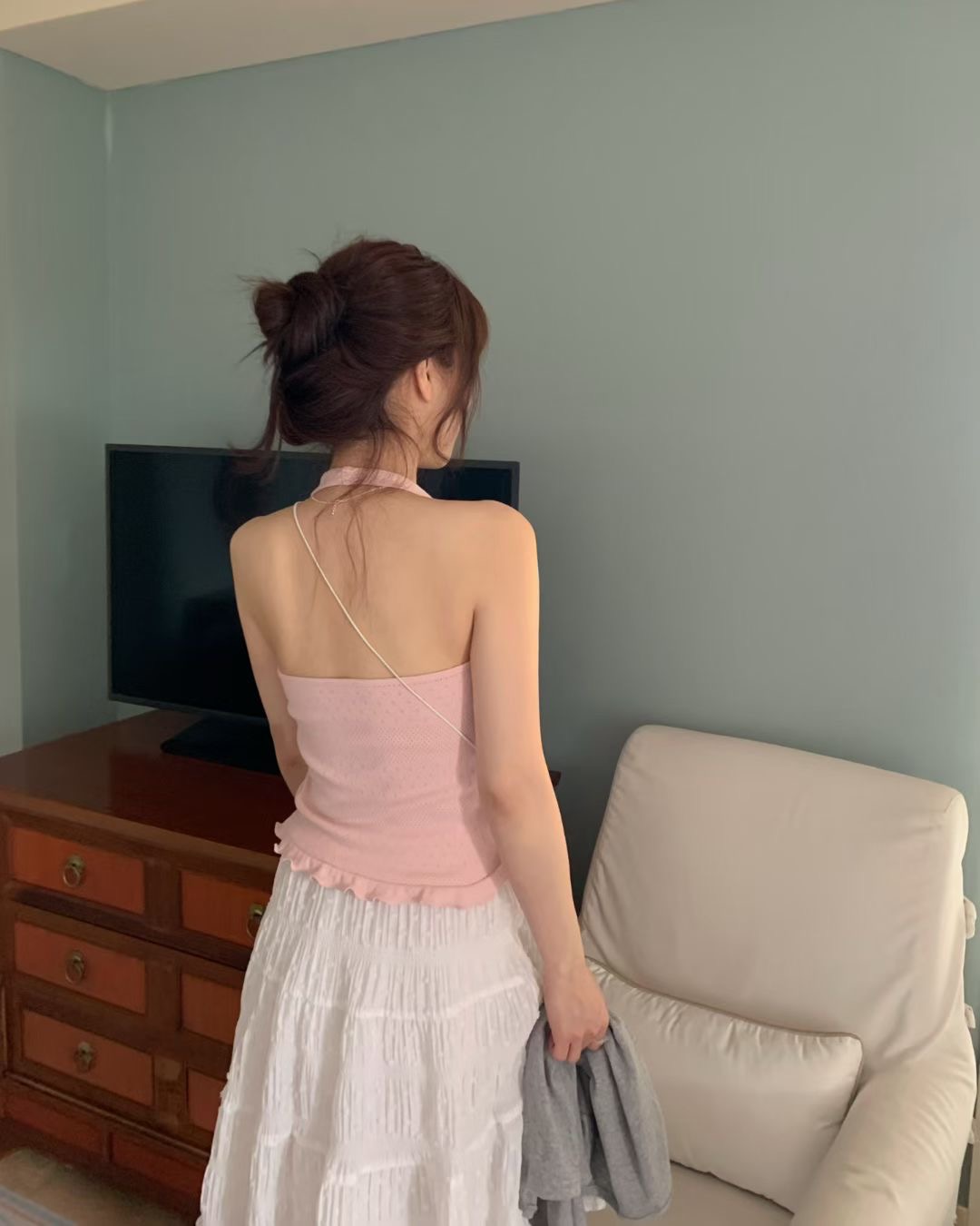 EZEDIARY韓國代購女士新款人氣時尚吊帶背心不含內搭荷葉邊EZEDIARY吊帶/背心