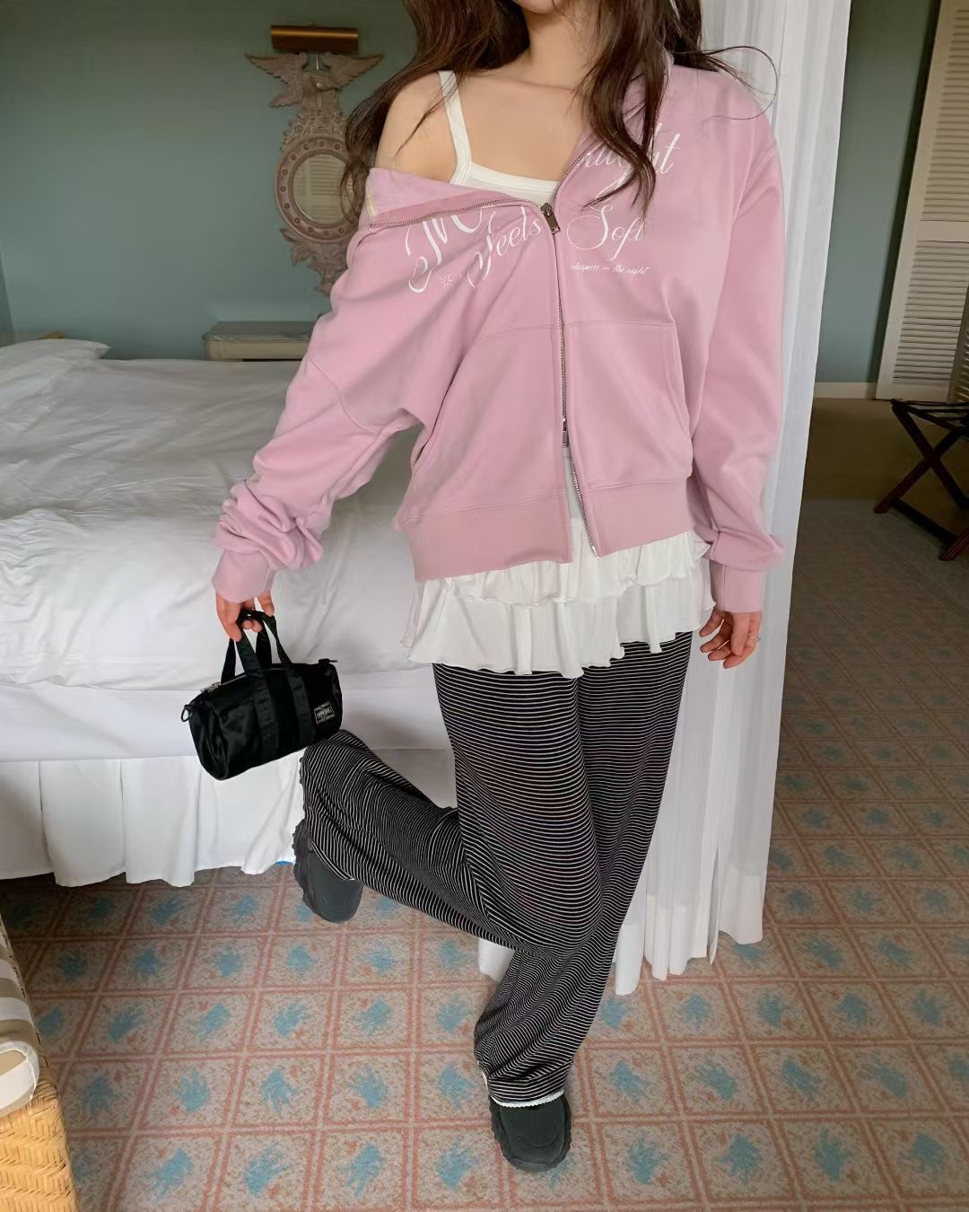 EZEDIARY韓國代購女士新品職業熱賣26春夏夾克連帽拉鏈衫EZEDIARY夾克