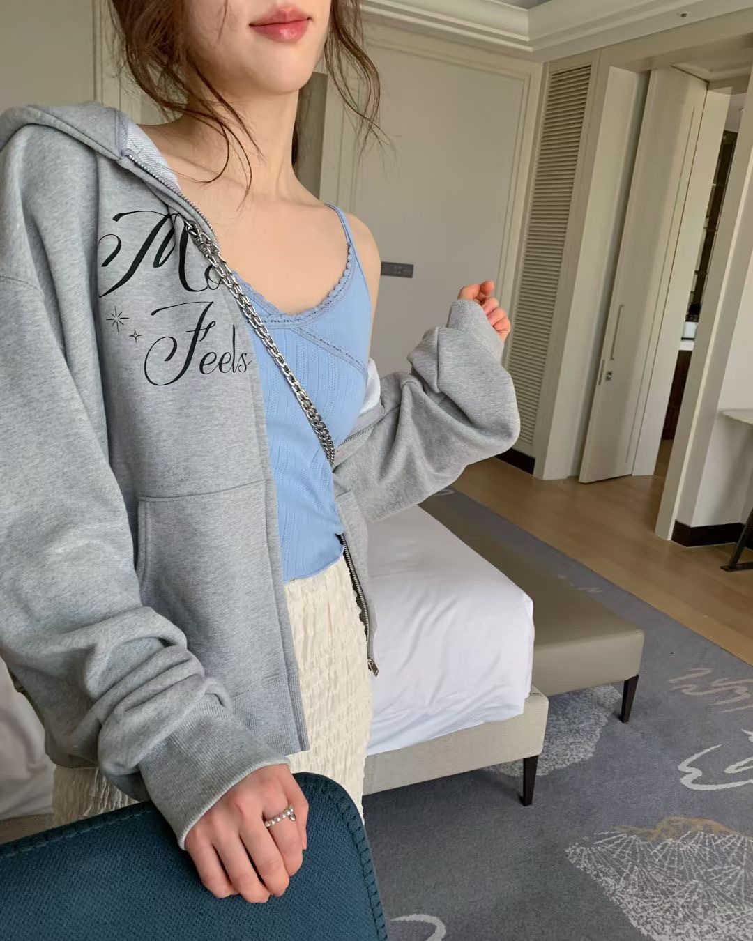 EZEDIARY韓國代購女士新品職業熱賣26春夏夾克連帽拉鏈衫EZEDIARY夾克