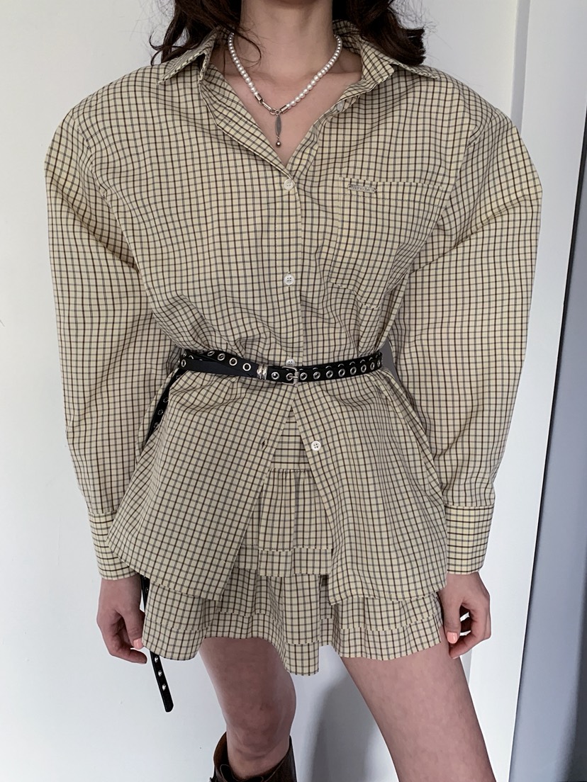 VERANDA韓國代購女士新品推薦休閑真品26春夏襯衫蕾絲衫格紋VERANDA襯衫/蕾絲衫