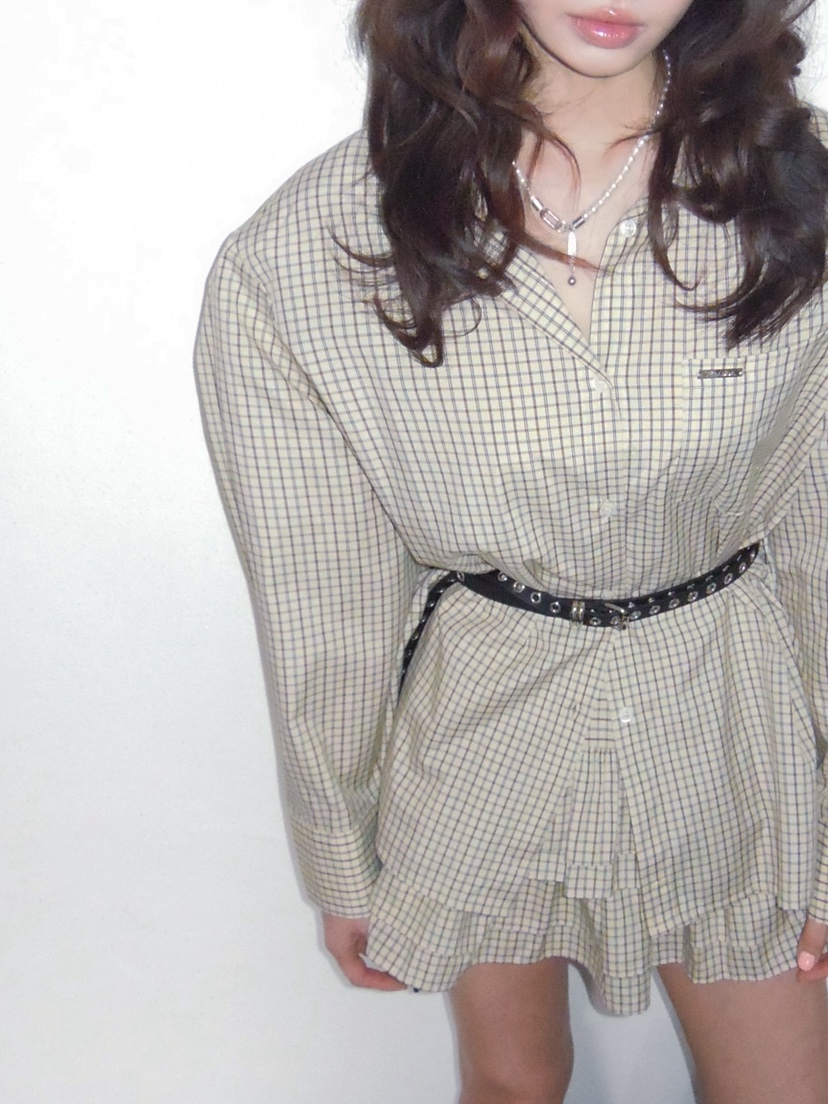 VERANDA韓國代購女士新品推薦休閑真品26春夏襯衫蕾絲衫格紋VERANDA襯衫/蕾絲衫