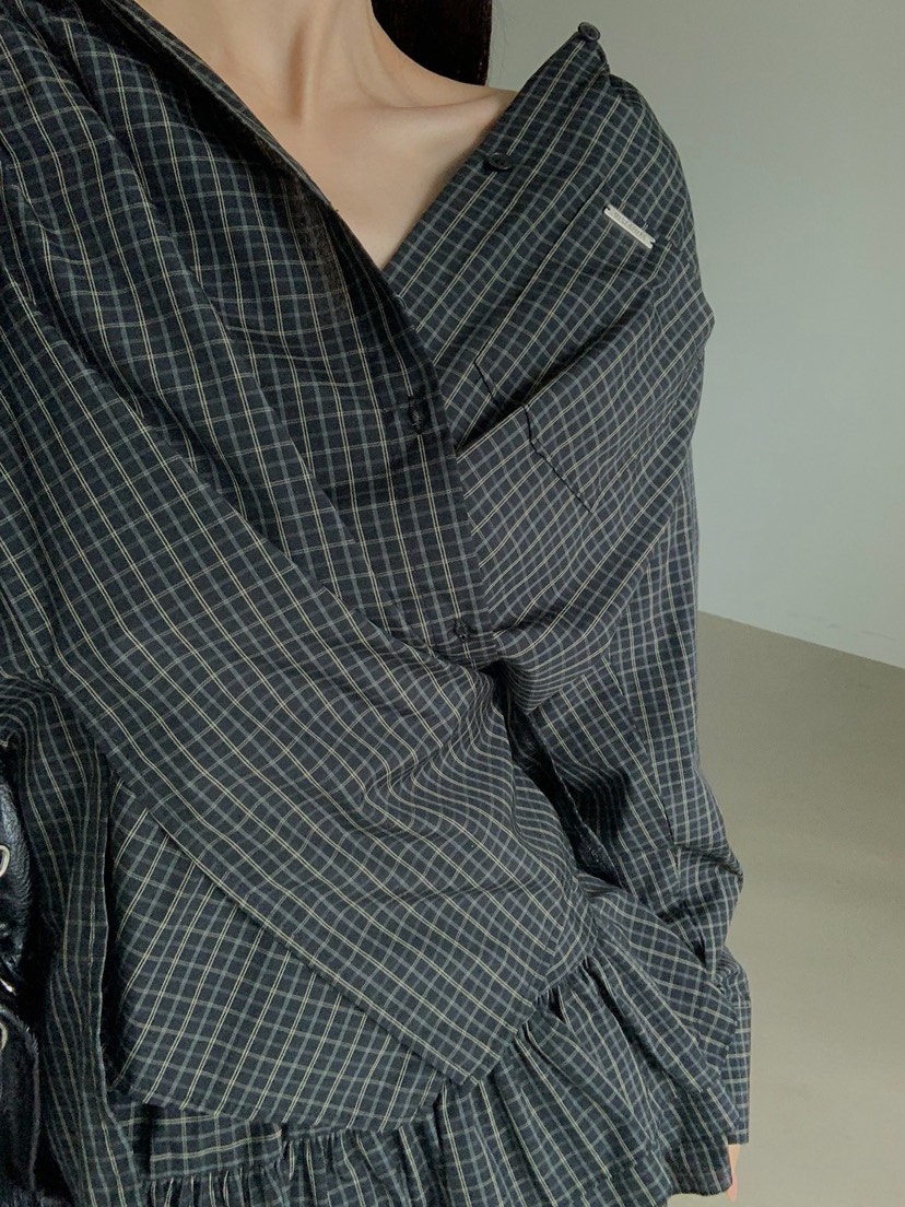 VERANDA韓國代購女士新品推薦休閑真品26春夏襯衫蕾絲衫格紋VERANDA襯衫/蕾絲衫