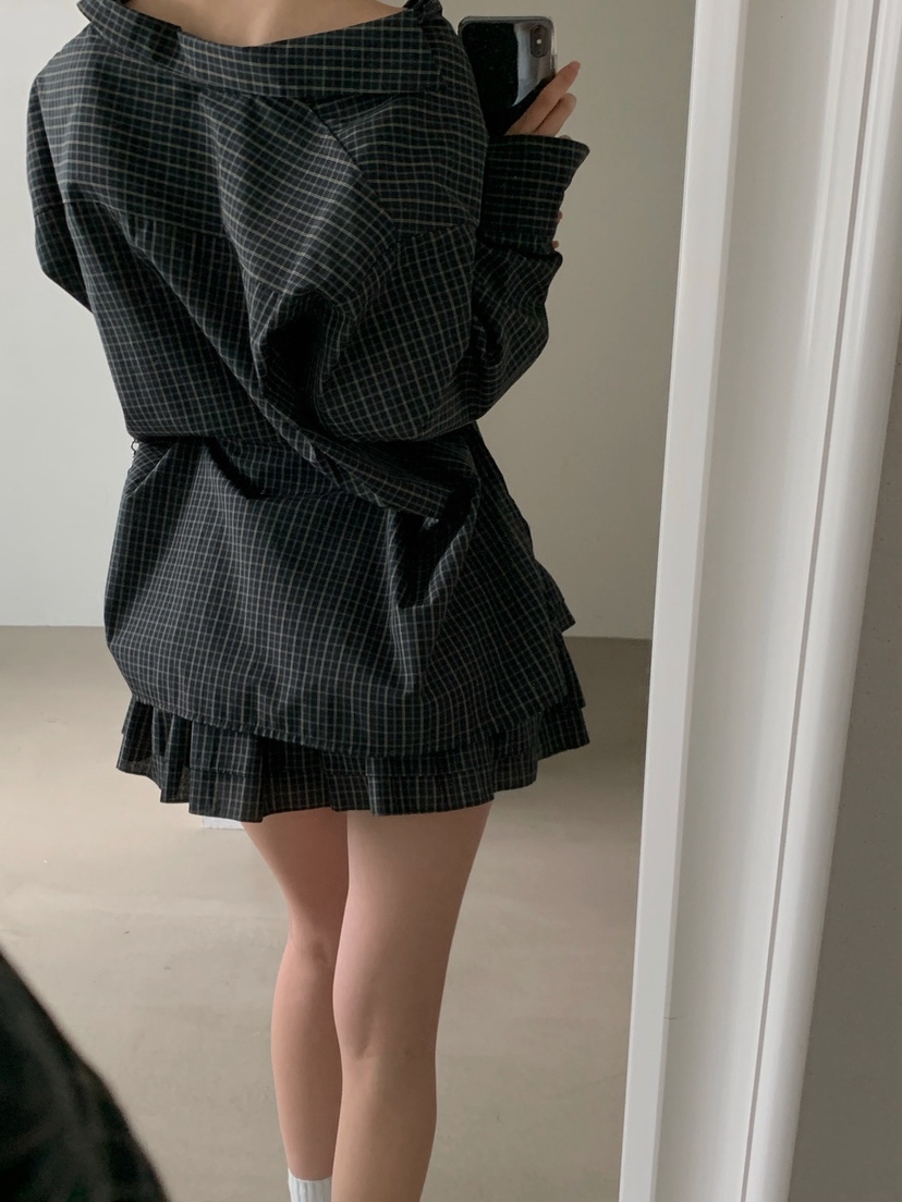 VERANDA韓國代購女士新品推薦休閑真品26春夏襯衫蕾絲衫格紋VERANDA襯衫/蕾絲衫