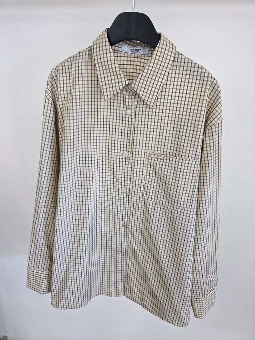 VERANDA韓國代購女士新品推薦休閑真品26春夏襯衫蕾絲衫格紋VERANDA襯衫/蕾絲衫