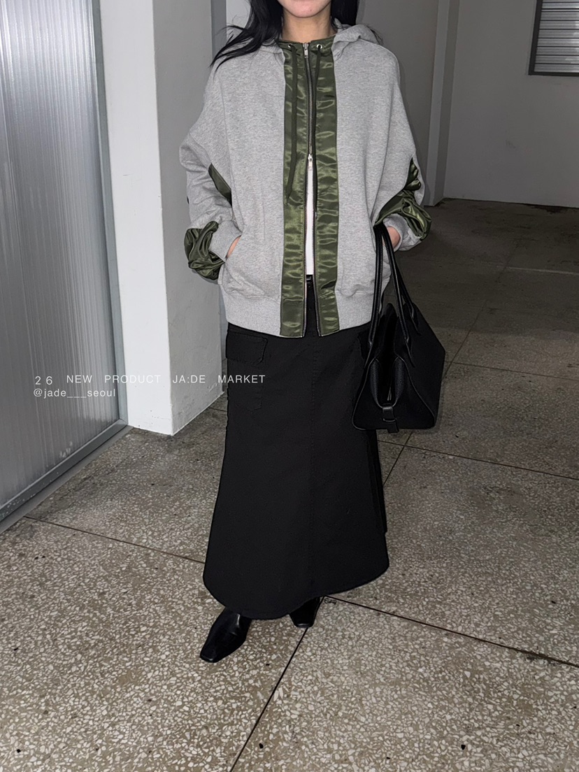 JADEMARKET韓國東大門代購女裝新款時尚推薦夾克連帽衫褶皺JADE MARKET夾克圖色1
