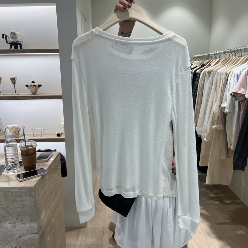 LIFFEY韓國代購女士新款26春夏時尚人氣推薦熱賣長袖T恤天絲LIFFEY長袖T恤