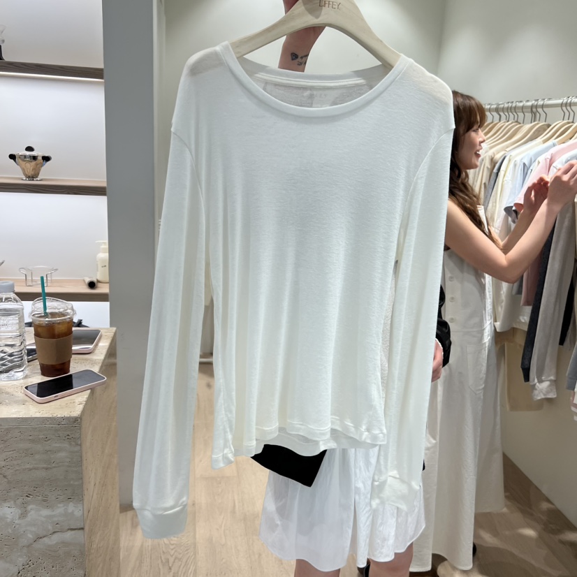 LIFFEY韓國代購女士新款26春夏時尚人氣推薦熱賣長袖T恤天絲LIFFEY長袖T恤圖色1