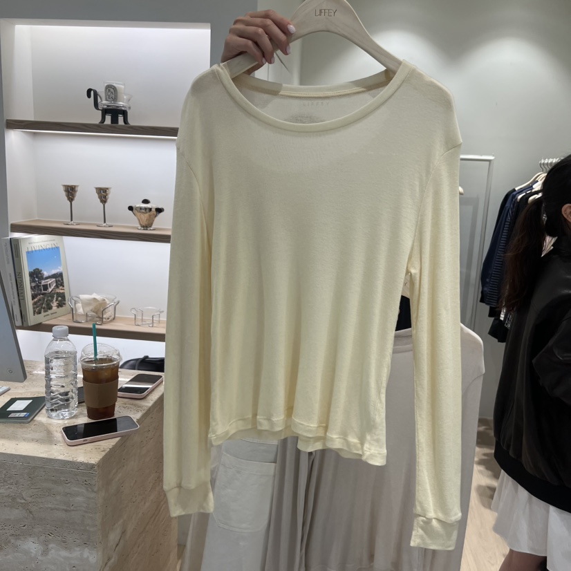 LIFFEY韓國代購女士新款26春夏時尚人氣推薦熱賣長袖T恤天絲LIFFEY長袖T恤圖色2