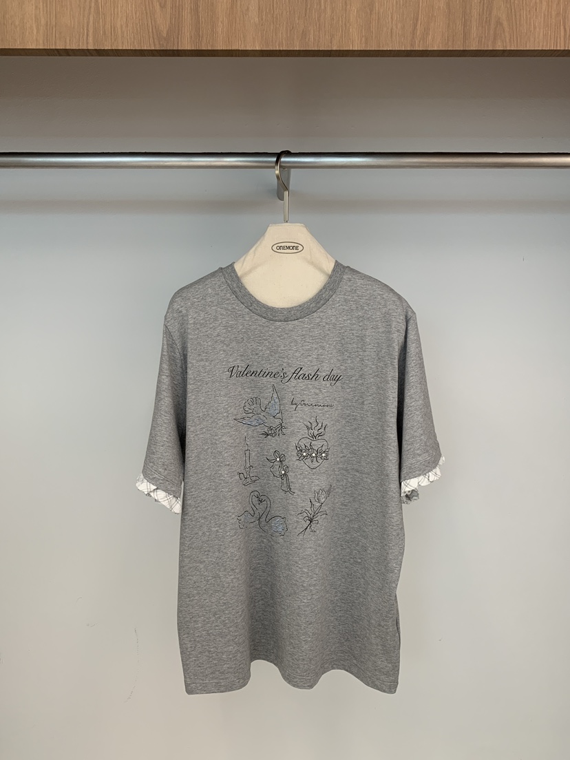 ONE MONE韓國東大門代購女裝新款職業熱賣26春夏人氣T恤ONE MONET恤圖色1