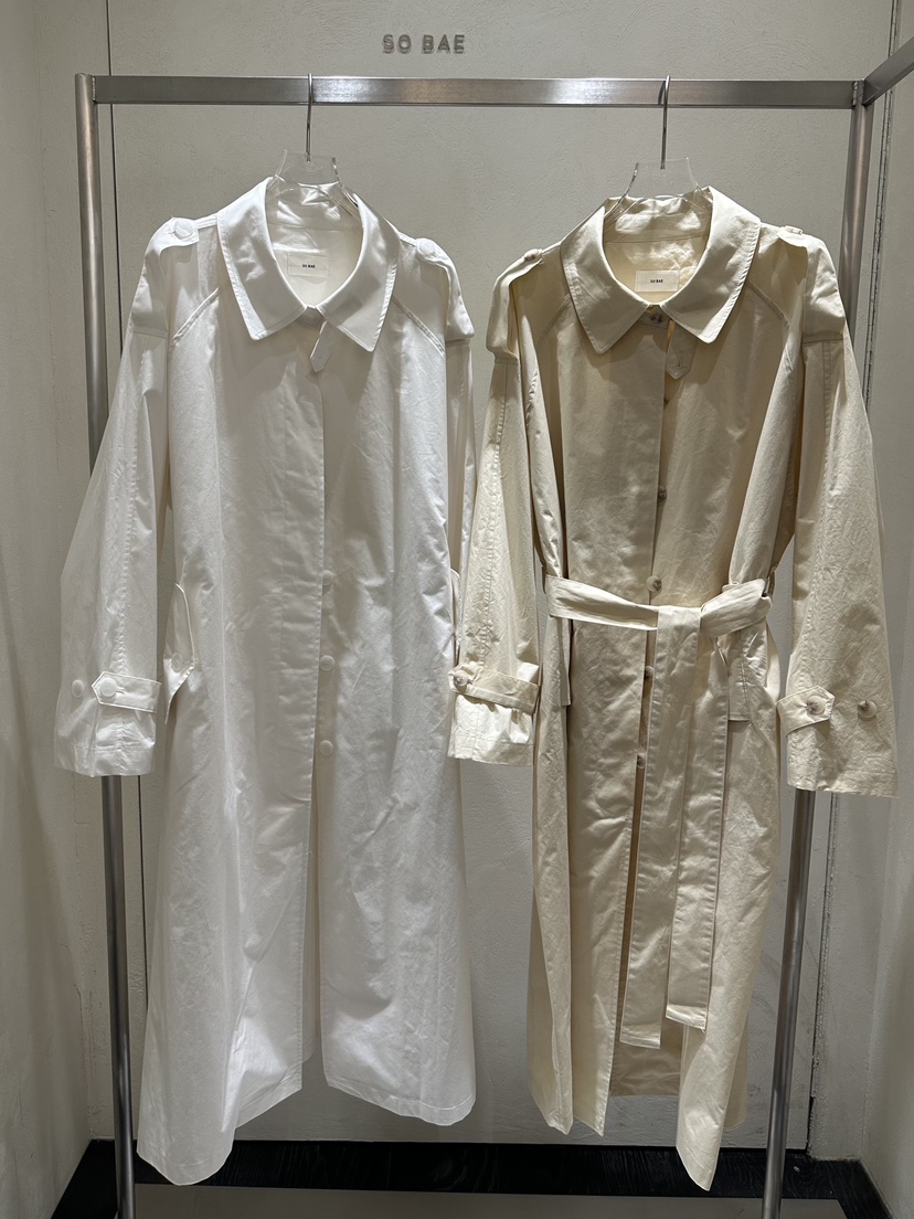 SO BAE韓國直郵女士新款熱賣職業26春夏時尚長款風衣含腰帶SO BAE長款風衣