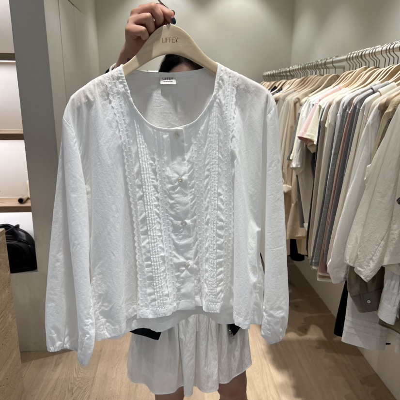 LIFFEY韓國直郵女士新品休閑時尚26春夏推薦人氣襯衫蕾絲衫LIFFEY襯衫/蕾絲衫圖色1
