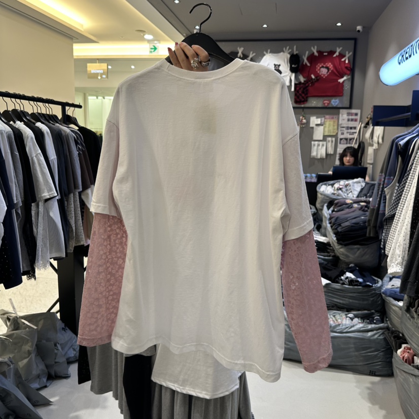 CREDITO韓國直郵實拍女士新品休閑時尚職業長袖T恤假兩件CREDITO長袖T恤