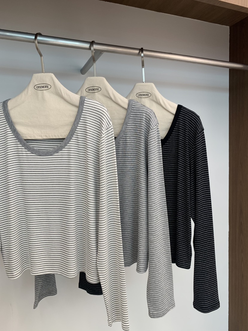 ONE MONE韓國直郵女裝新品26春夏職業人氣時尚長袖T恤雙面ONE MONE長袖T恤