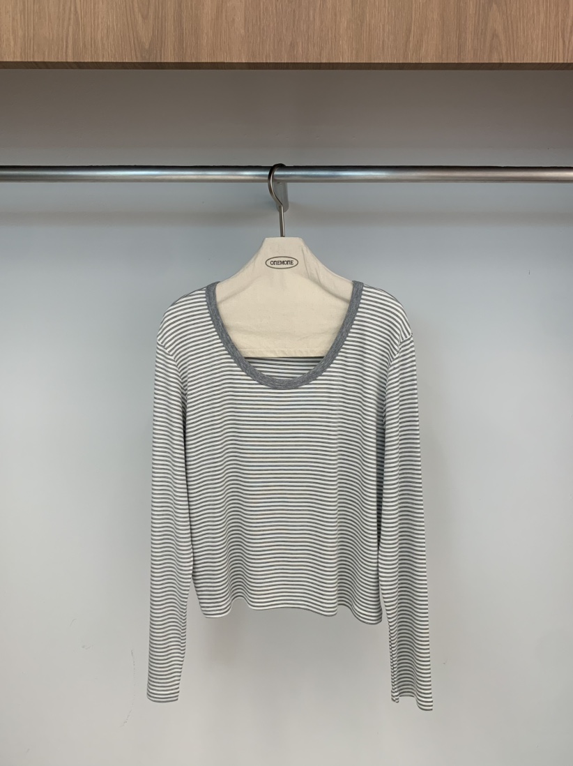 ONE MONE韓國直郵女裝新品26春夏職業人氣時尚長袖T恤雙面ONE MONE長袖T恤圖色1