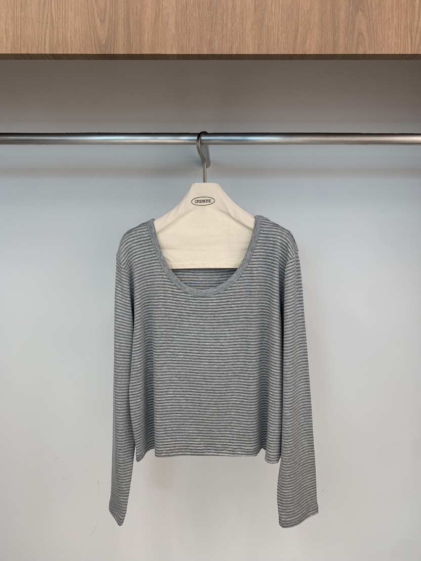 ONE MONE韓國直郵女裝新品26春夏職業人氣時尚長袖T恤雙面ONE MONE長袖T恤圖色2