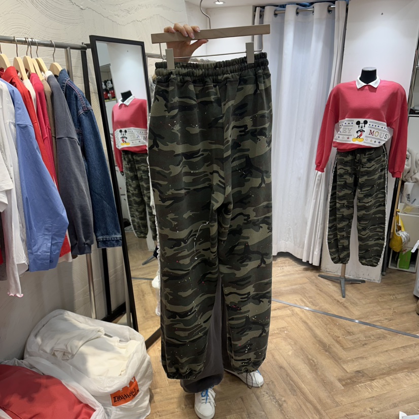 DE LINE韓國代購女士新品推薦休閑時尚人氣26春夏休閑褲迷彩DE LINE休閑褲