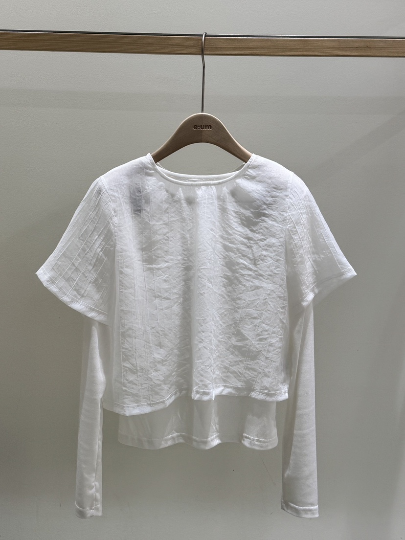 EUM韓國代購女士新品26春夏休閑職業人氣襯衫蕾絲衫假兩件EUM襯衫/蕾絲衫圖色1