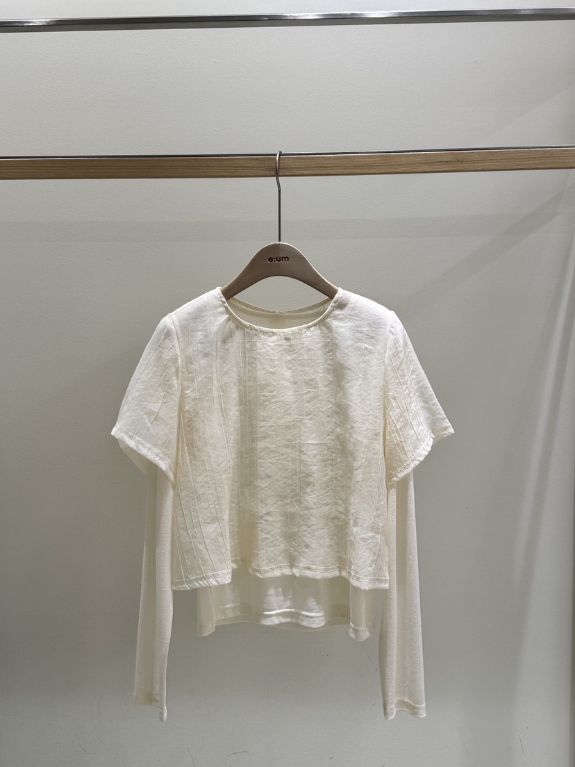 EUM韓國代購女士新品26春夏休閑職業人氣襯衫蕾絲衫假兩件EUM襯衫/蕾絲衫圖色2