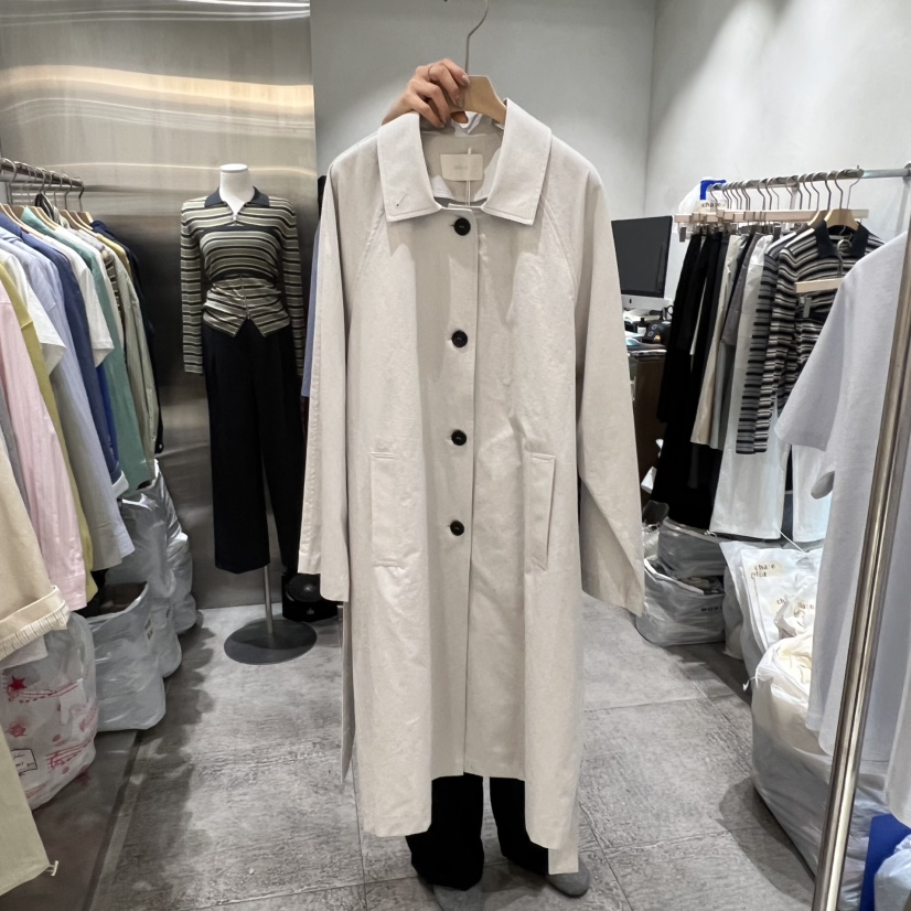 CHAE韓國直郵實拍女士新品休閑人氣26春夏長款風衣含腰帶棉CHAE長款風衣圖色2