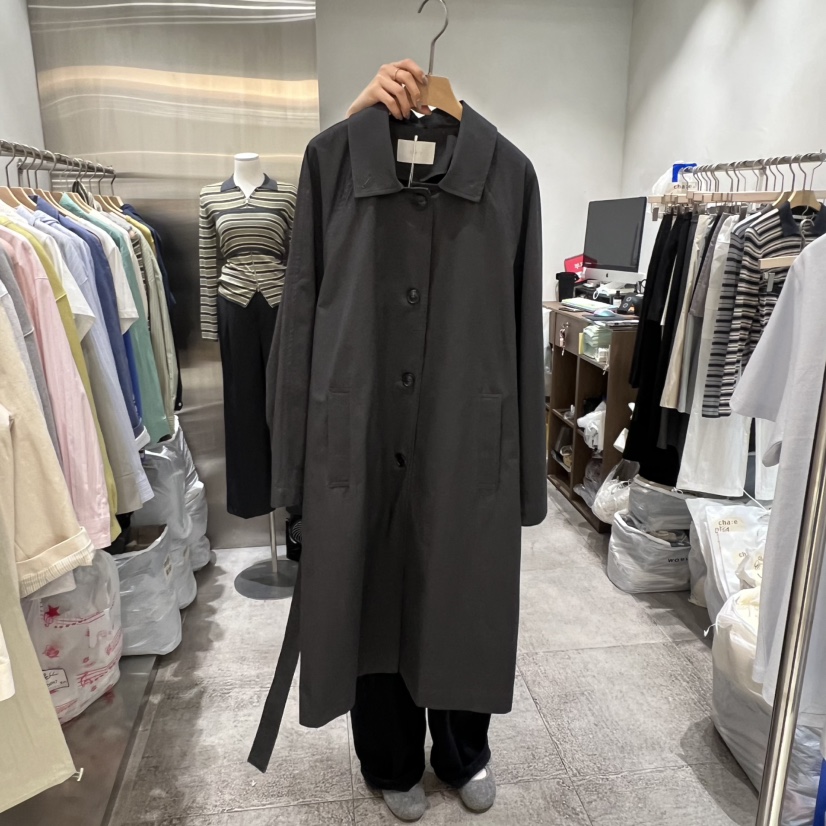 CHAE韓國直郵實拍女士新品休閑人氣26春夏長款風衣含腰帶棉CHAE長款風衣圖色3