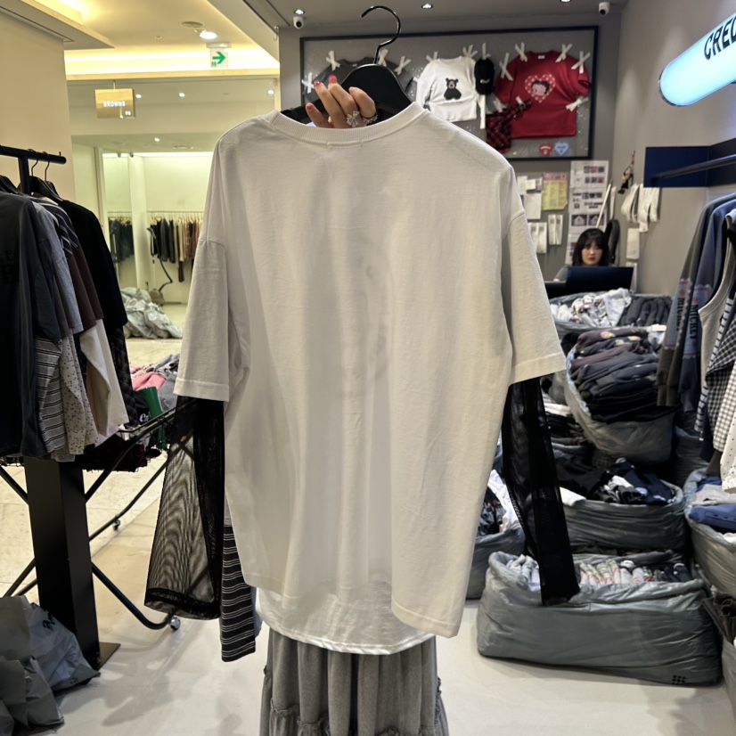 CREDITO韓國直郵女裝新品休閑推薦人氣26春夏長袖T恤假兩件CREDITO長袖T恤