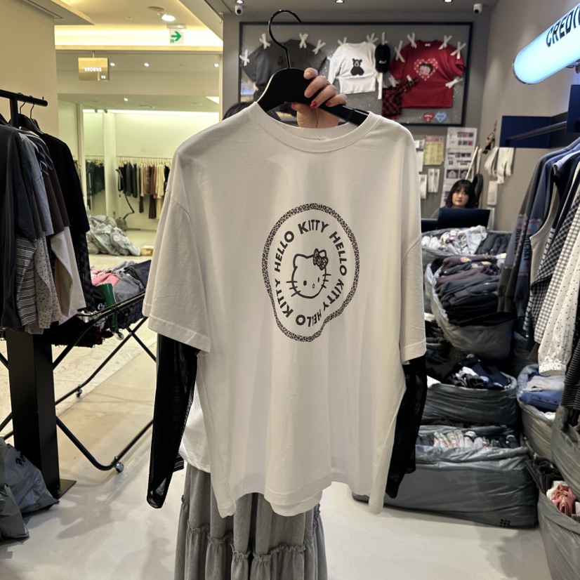 CREDITO韓國直郵女裝新品休閑推薦人氣26春夏長袖T恤假兩件CREDITO長袖T恤圖色1