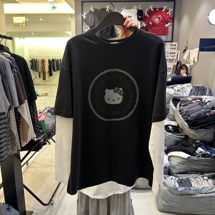 CREDITO韓國直郵女裝新品休閑推薦人氣26春夏長袖T恤假兩件CREDITO長袖T恤圖色2