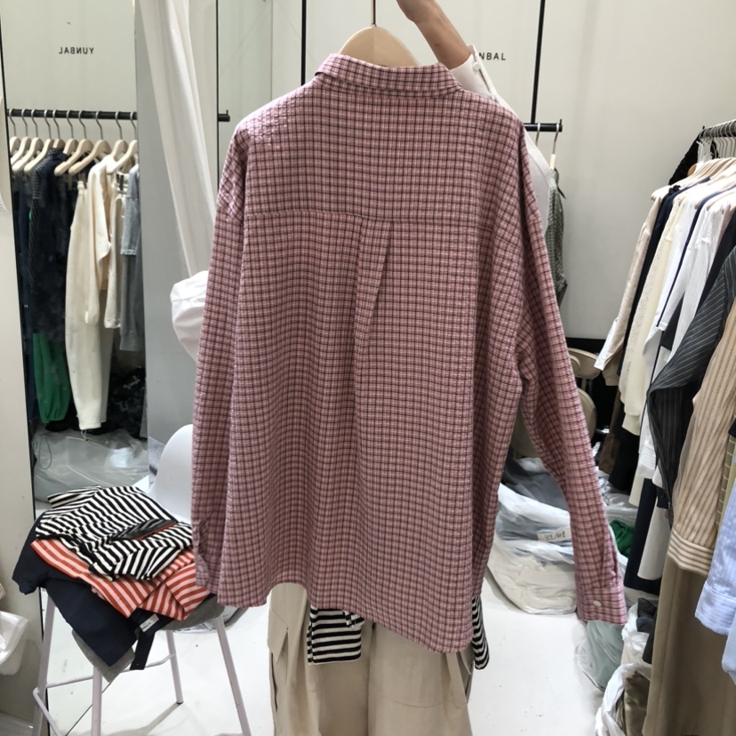 YUNBAL韓國直郵女裝新品休閑熱賣時尚推薦襯衫蕾絲衫格紋YUNBAL襯衫/蕾絲衫