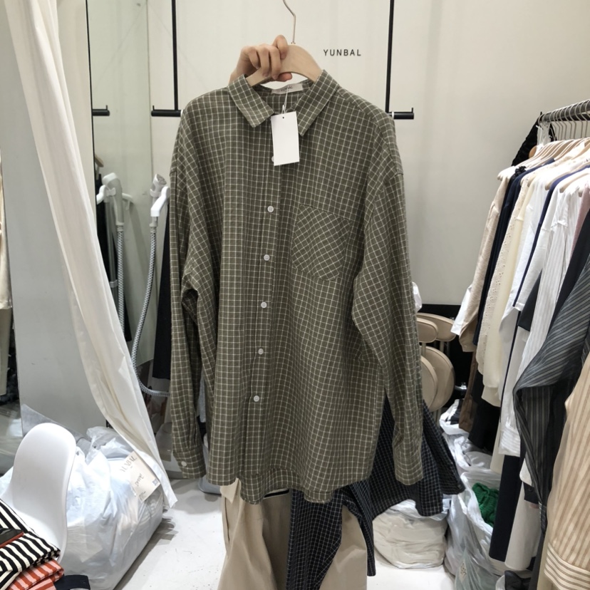 YUNBAL韓國直郵女裝新品休閑熱賣時尚推薦襯衫蕾絲衫格紋YUNBAL襯衫/蕾絲衫圖色2