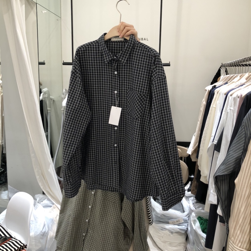 YUNBAL韓國直郵女裝新品休閑熱賣時尚推薦襯衫蕾絲衫格紋YUNBAL襯衫/蕾絲衫圖色3