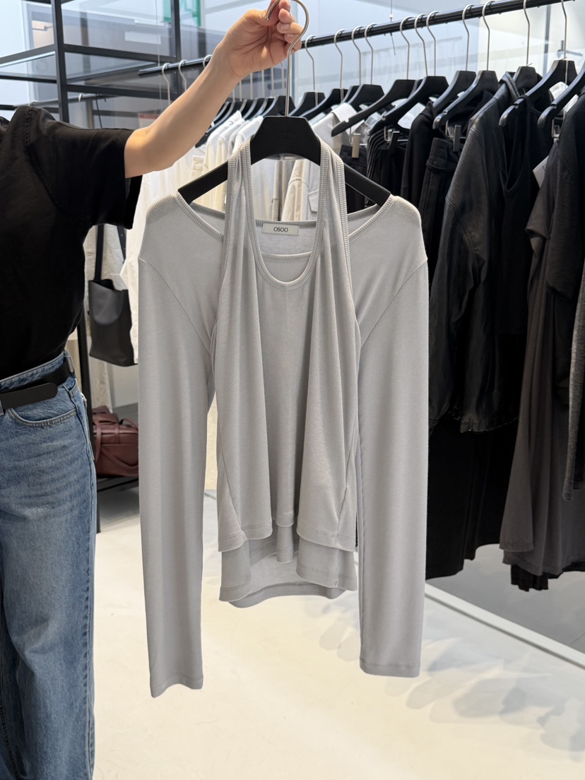 OSOO韓國直郵實拍女士新品熱賣休閑職業長袖T恤假兩件套裝OSOO長袖T恤圖色1