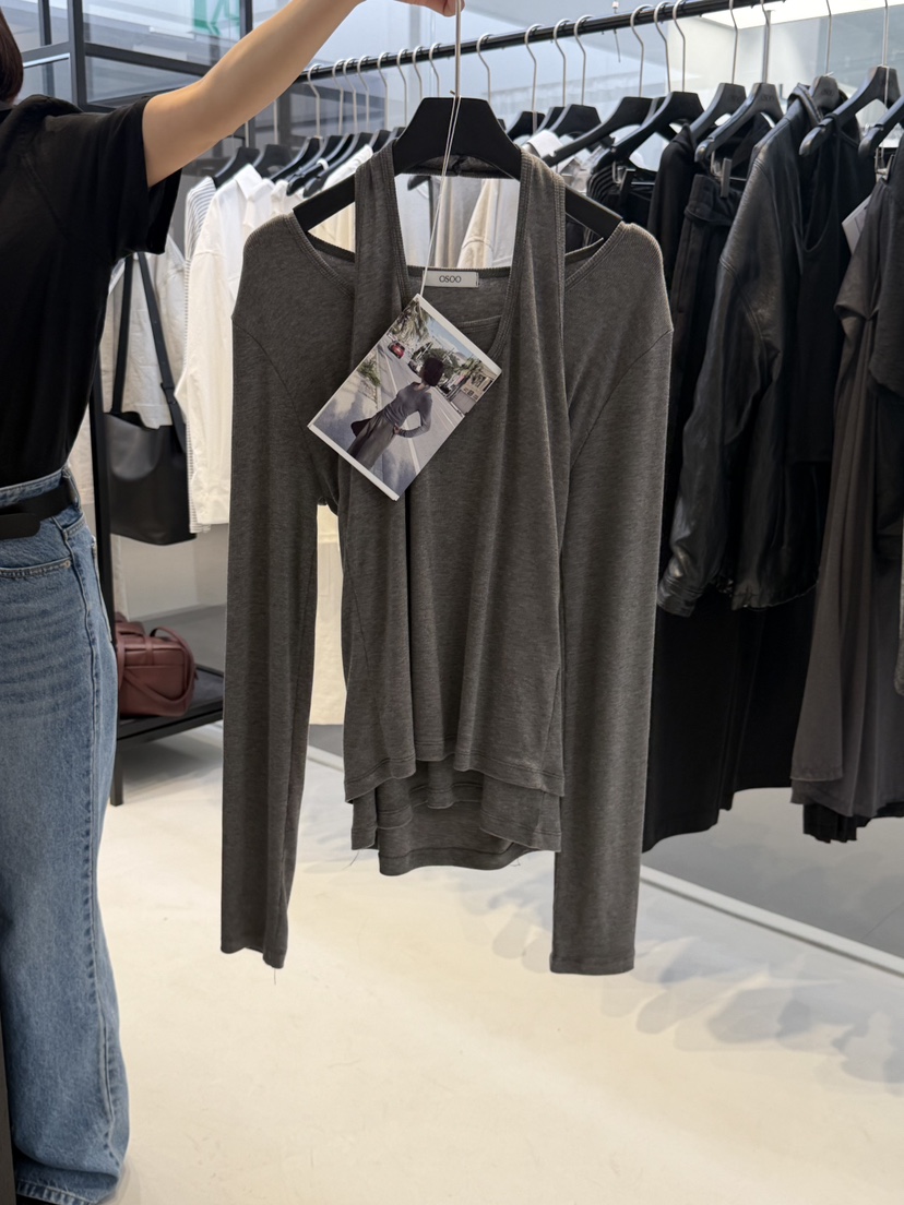 OSOO韓國直郵實拍女士新品熱賣休閑職業長袖T恤假兩件套裝OSOO長袖T恤圖色2