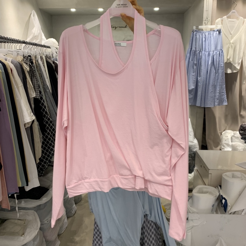 LOGROAD韓國直郵實拍女裝新品推薦26春夏熱賣長袖T恤假兩件LOG ROAD長袖T恤圖色2