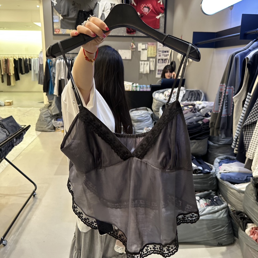 CREDITO韓國代購女裝新品熱賣休閑26春夏職業吊帶背心蕾絲CREDITO吊帶/背心圖色3墨色