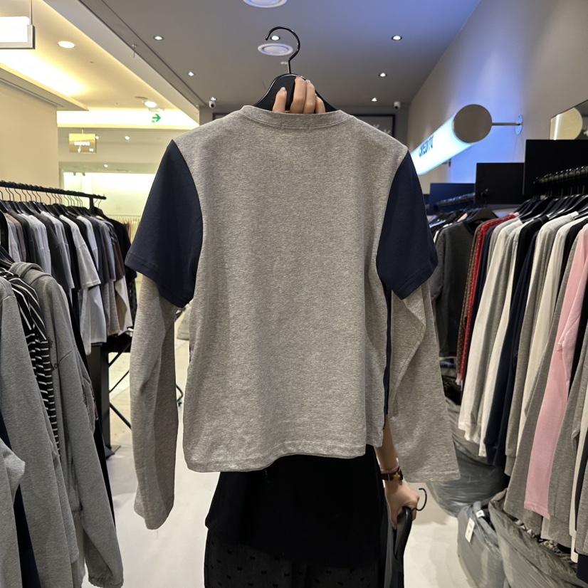 CREDITO韓國直郵女士新品人氣休閑職業時尚長袖T恤假兩件CREDITO長袖T恤