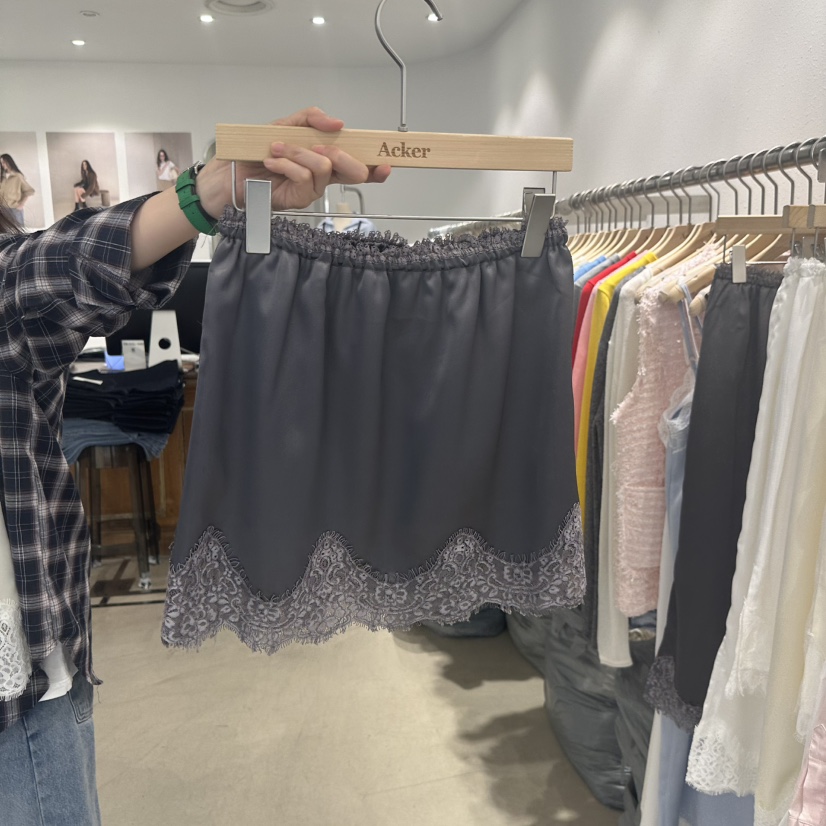 ACKER韓國直郵實拍女士新款休閑推薦熱賣26春夏職業短裙緞面ACKER短裙圖色2