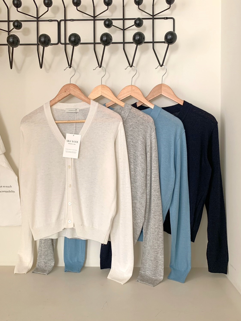 FF/SUNDAY韓國代購女裝新品熱賣26春夏針織衫V領真絲開衫FF/SUNDAY針織衫圖色3左三色