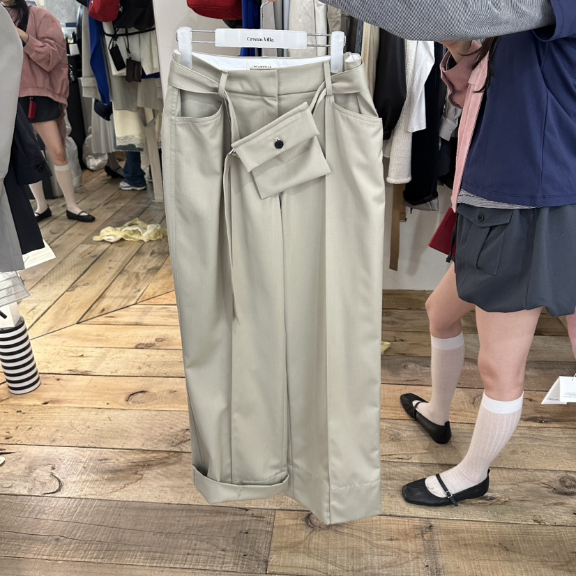 CREAM VILLA東大門實拍女裝新款26春夏休閑褲口袋CREAMVILLA休閑褲圖色1