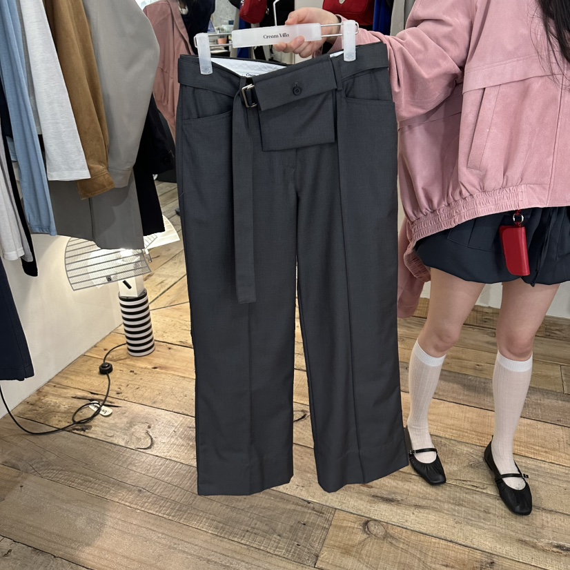 CREAM VILLA東大門實拍女裝新款26春夏休閑褲口袋CREAMVILLA休閑褲圖色2