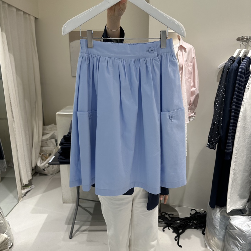 LORING RE I東大門代購女士新品26春夏熱賣短裙褶皺紐扣LORING RE-I/BARE短裙圖色2