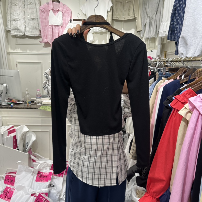 J.RITZY東大門實拍女士新款時尚真品26春夏針織衫假兩件J.RITZY針織衫