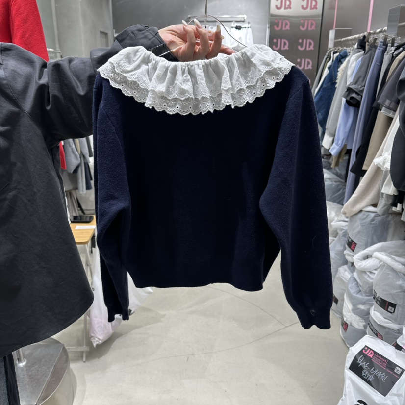 JUDYQUE韓國直郵女裝新款時尚26春夏熱賣真品針織衫蕾絲開衫JUDYQUE針織衫