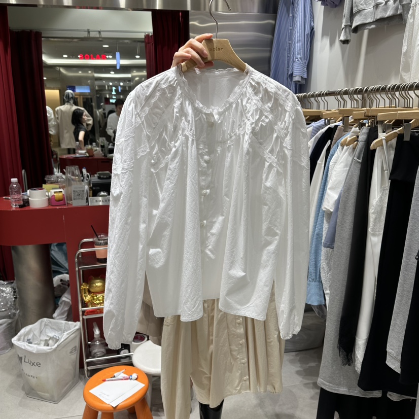 SOLAR東大門代購女裝新款熱賣時尚真品人氣26春夏襯衫蕾絲衫SOLAR襯衫/蕾絲衫圖色1