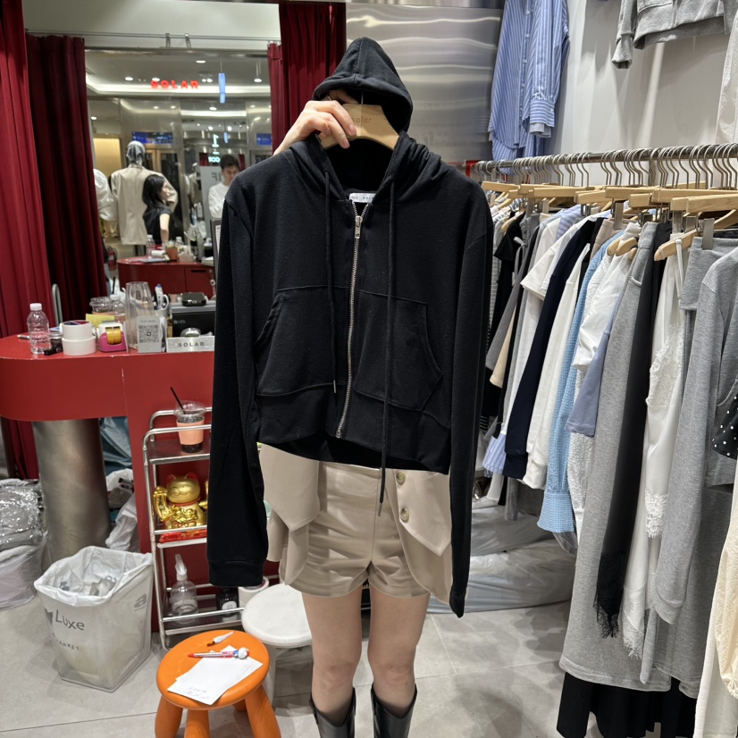 SOLAR東大門直郵女裝新款26春夏人氣真品休閑夾克連帽拉鏈衫SOLAR夾克圖色2