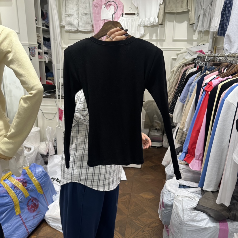 J.RITZY韓國直郵女士新款職業26春夏真品休閑長袖T恤假兩件J.RITZY長袖T恤