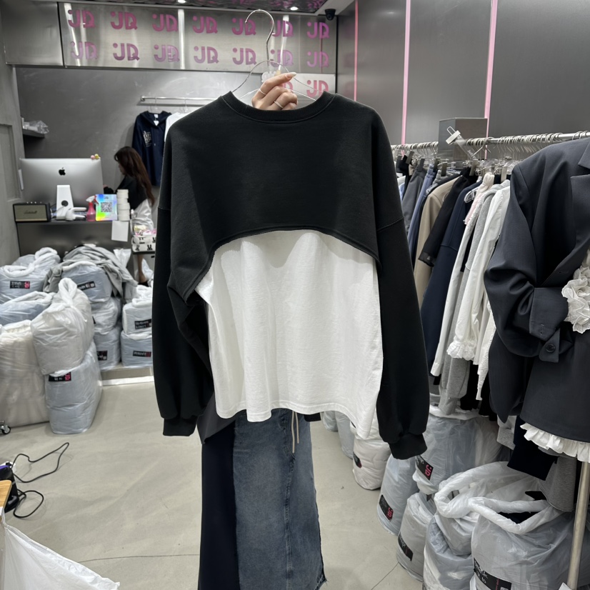 JUDYQUE韓國直郵女裝新品休閑人氣熱賣推薦衛衣假兩件雙面JUDYQUE衛衣