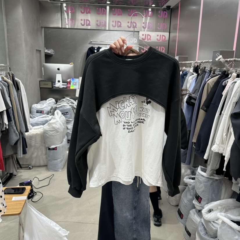 JUDYQUE韓國直郵女裝新品休閑人氣熱賣推薦衛衣假兩件雙面JUDYQUE衛衣圖色2