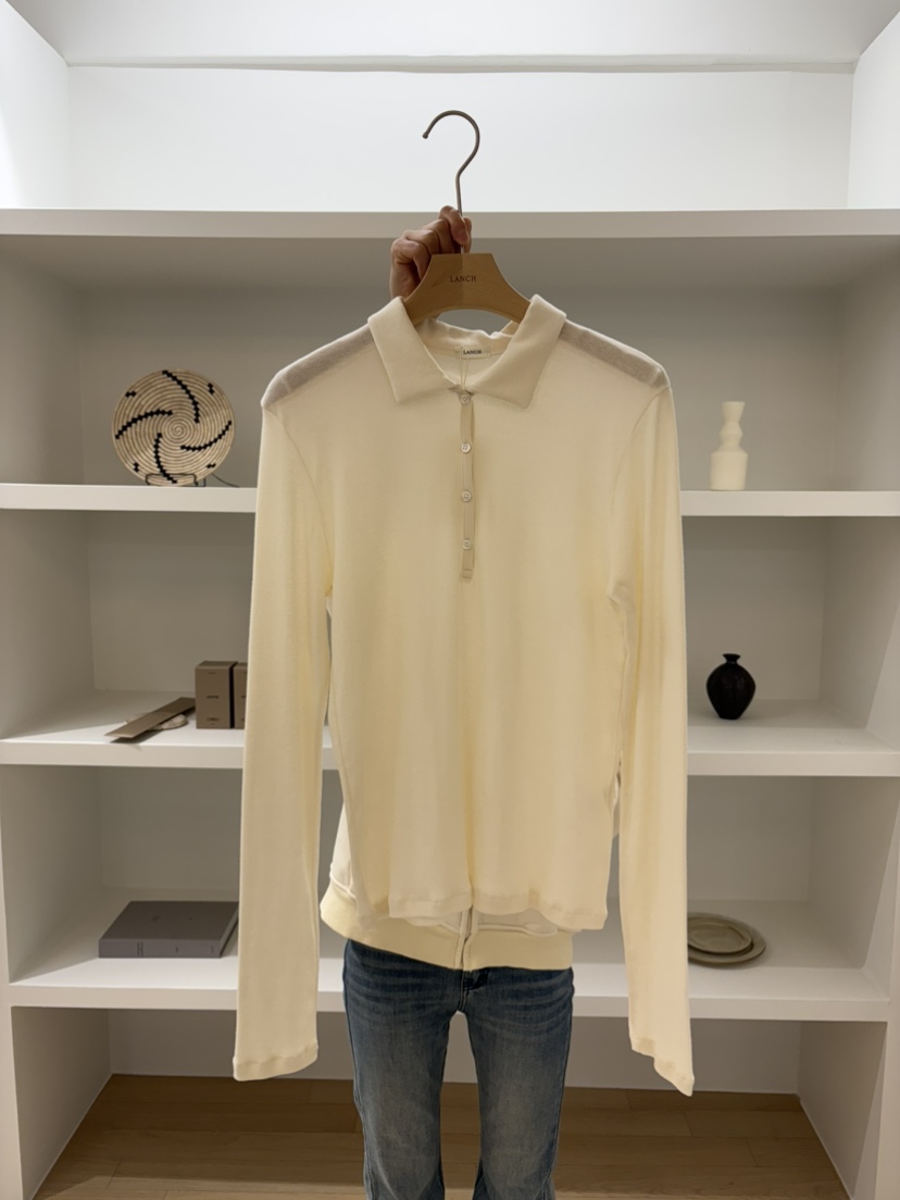 LANCH東大門直郵女士新款推薦真品熱賣職業26春夏長袖T恤紐扣LANCH長袖T恤圖色1