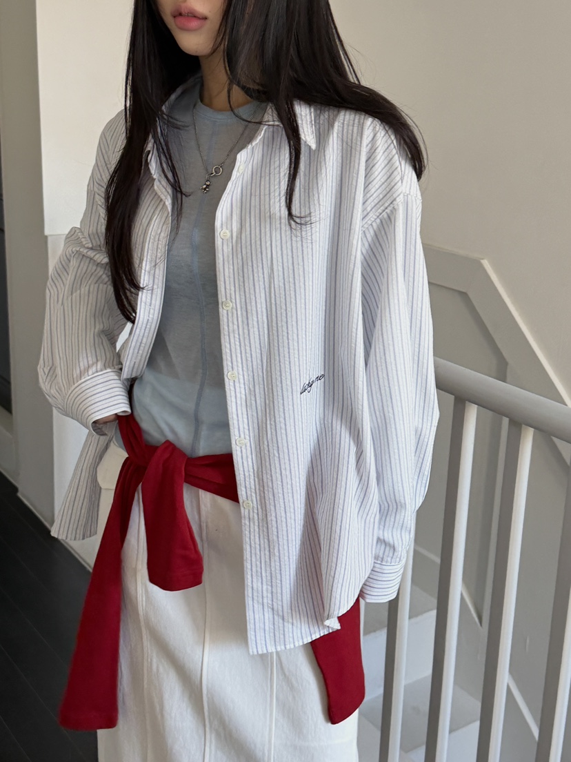 I MFACT韓國直郵女士新款真品26春夏時尚襯衫蕾絲衫條紋I MFACT襯衫/蕾絲衫圖色1