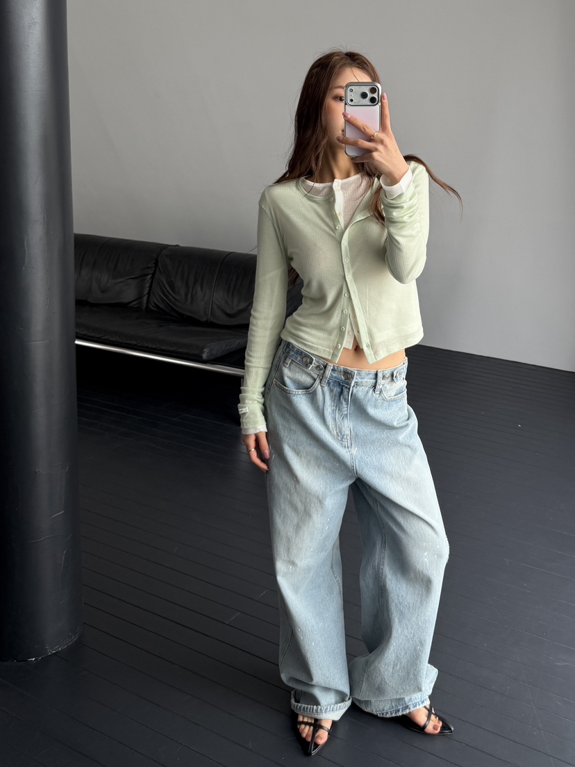 I MFACT韓國代購女士新款真品26春夏長袖T恤天絲開衫羅紋I MFACT長袖T恤